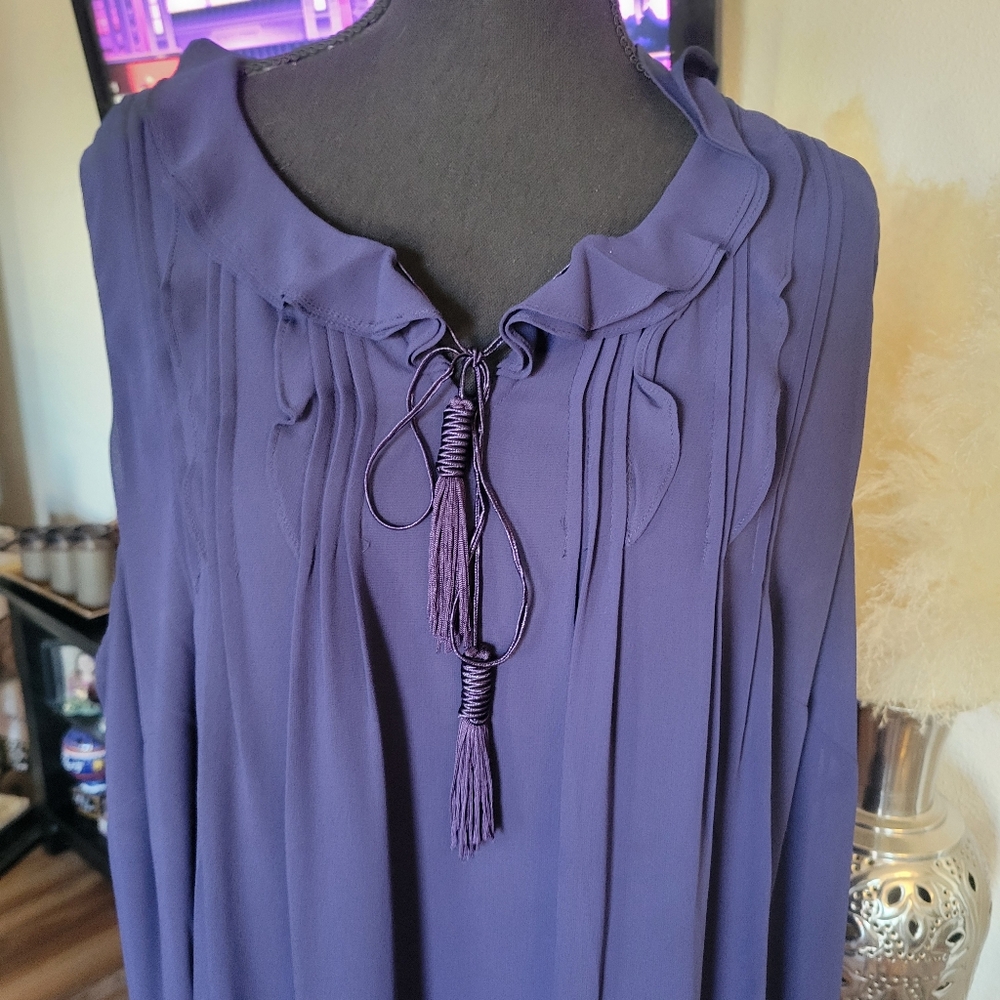 TOMMY HILFIGER Navy Blue  Tassel A-Line Sleeveless Dress Plus Size 2X - Picture 8 of 15